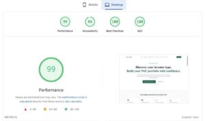 Our page speed results